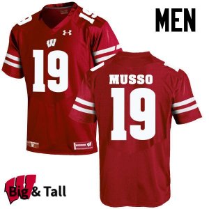 Men's Wisconsin Badgers NCAA #19 Leo Musso Red Authentic Under Armour Big & Tall Stitched College Football Jersey LF31H73CV